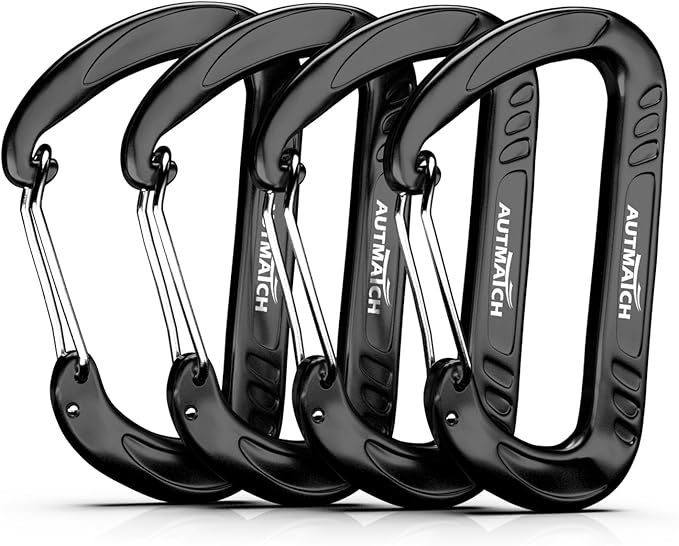 AUTMATCH Carabiner Clips, 3" Spring Snap Hook Caribeener Clips Buckle Heavy Duty Locking Carabiners Chain Quick Links, 4 Pack
