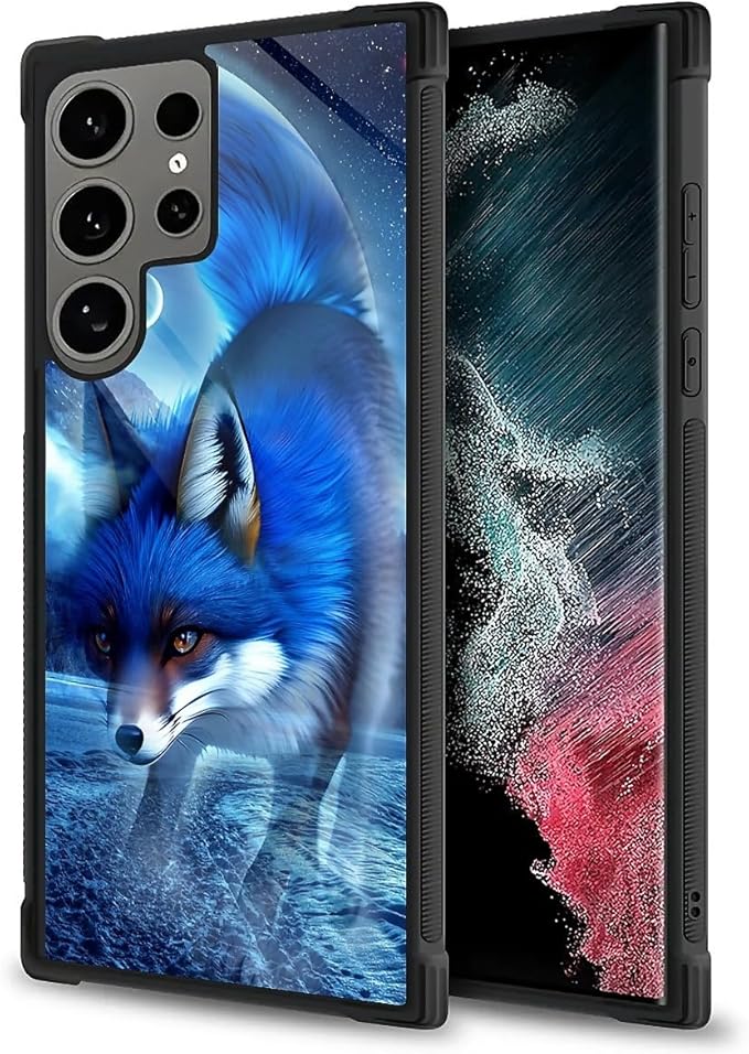for Samsung Galaxy S24 Ultra Case, Snowy Mountain Fox Lake Pattern Graphic Design Girl Boy Soft Silicone Hard Acrylic Shock Protection for Samsung Galaxy S24 Ultra