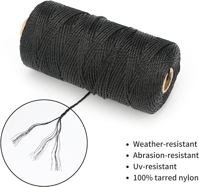 KINGLAKE 426 Feet Nylon Twine #36 Black Nylon String 2mm - Weatherproof Seine Twine for Garden, Fishing, Camping & Netting