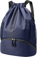 Hoedia Sports Drawstring Backpack - String Swim Gym Bag with Shoes Compartment and Wet Proof Pocket for Women and Men
