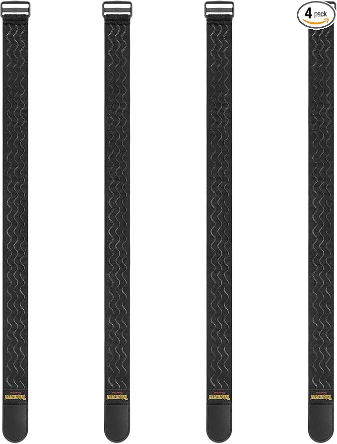 Trilancer Elastic Cinch Straps with Anti-Slip Strips, 32 "x 2" (4 Pack) Multipurpose Hook and Loop Bundling Straps for Hose, Cords, Bike, Luggage, Camping, Yoga Mats