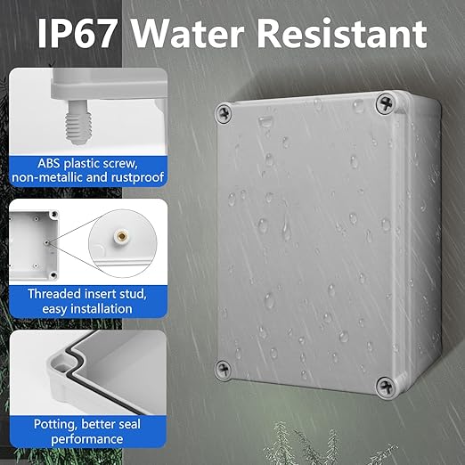LeMotech Waterproof Dustproof IP67 Junction Box DIY Case Enclosure Gray 11 x 11 x 7.1 inch (280 x 280 x 180 mm)