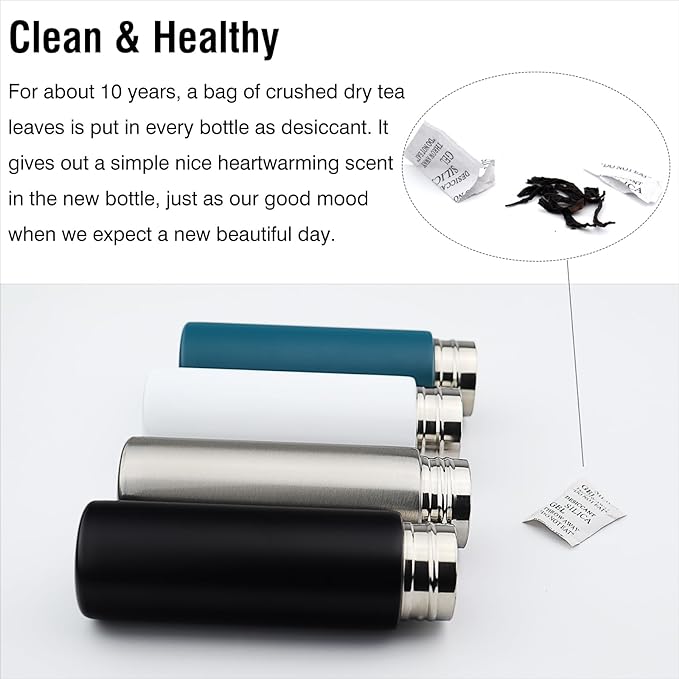 Cute Small Water Bottle, 4.4 Fl. Oz, Black Powder Coated, Mini Slim Flask for Women, Portable Skinny Purse Water Bottle, Vacuum Insulated Reusable Leak Proof Stainless Steel Cup