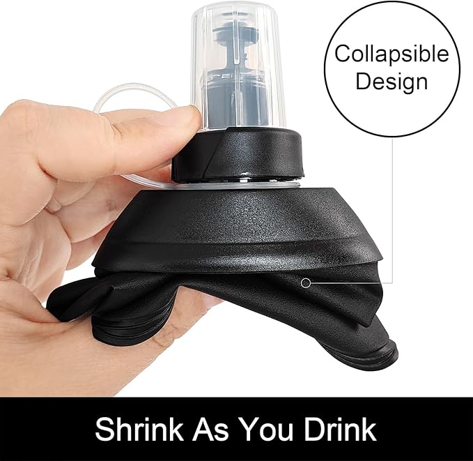WILDREEDS 150ml Soft Flask, TPU Collapsible Soft Water Bottle for Hydration Pack, Running Vest, Folding Water Bottle for Hiking Cycling Climbing-2Pcs, Black
