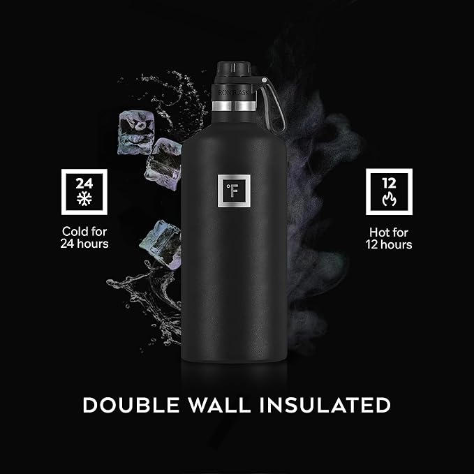 IRON °FLASK Camping & Hiking Hydration Flask with Spout, BPA-Free Insulated Stainless Steel Sports Water Bottle - 64 oz Bubble Gum