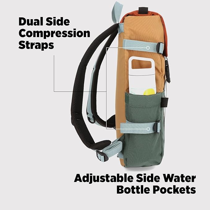 Topo Designs Rover Pack Classic - Laptop Tablet Daypack for Commutes, Day Trips, Hikes, Iconic Denver Design, PFAS-Free, Fair Trade, BlueSign Backpack (Stone Blue/Ash Green)