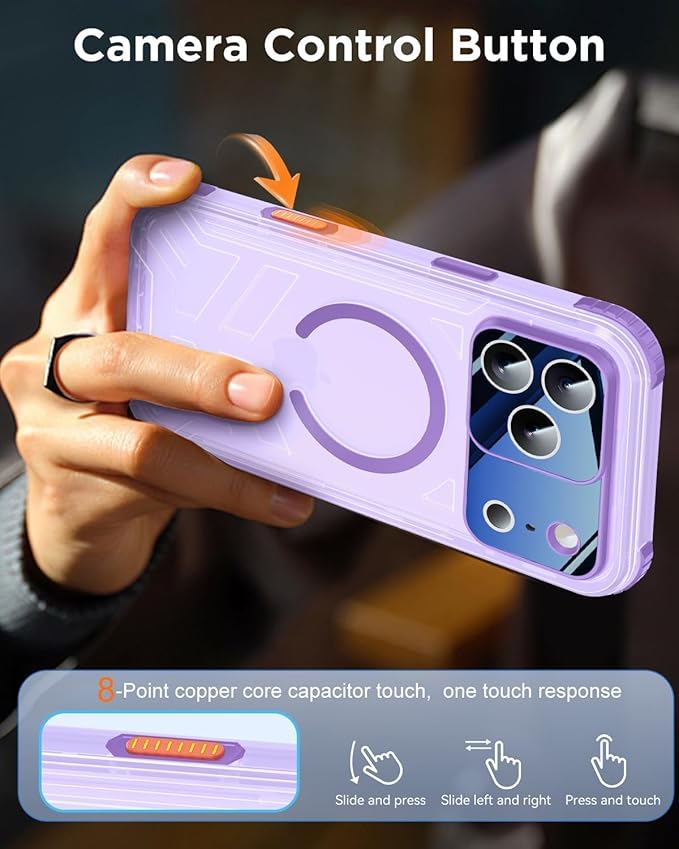for iPhone 17 Pro Max Waterproof Case with Magsafe, Built-in [Camera & Screen Protector] [Lanyard], IP68 Water Proof Full Body Dustproof Heavy Duty Frosted Protective Phone Cover, 6.9" Purple
