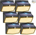 [138 LED/6 Packs] Solar Outdoor Motion Sensor Lights with 3 Lighting Modes Wall Lights Waterproof Solar Security Powered Lights for Garden Fence Yard Deck Garage, Warm White