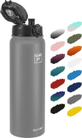 Fanhaw 32 oz Insulated Stainless Steel Water Bottle with Anti-Dust Chug Lid, Leakproof Vacuum Sports Bottle for Men & Women (Gray)
