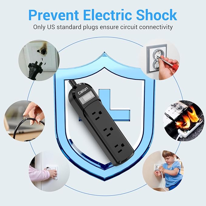 VNJ IPX6 Waterproof Outdoor Surge Protector Power Strip, 3AC Outlets 25FT Cord with On/Off Power Switch Safety Lock ETL Certified for Patio Garden, ETL