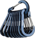 Booms Fishing CC5 Multi-Use Carabiner Clips, 10 Pack 2.3"/ 3.1" Caribeener Clips, Mini Keychain Caribeaner Clip, Aluminum D Ring Carabiners