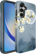Compatible for Samsung Galaxy S25 5G Case, Dual Layer Heavy Duty 2 in 1 Shockproof Protective Phone Case,Magnolia Flowers Mountain and Birds