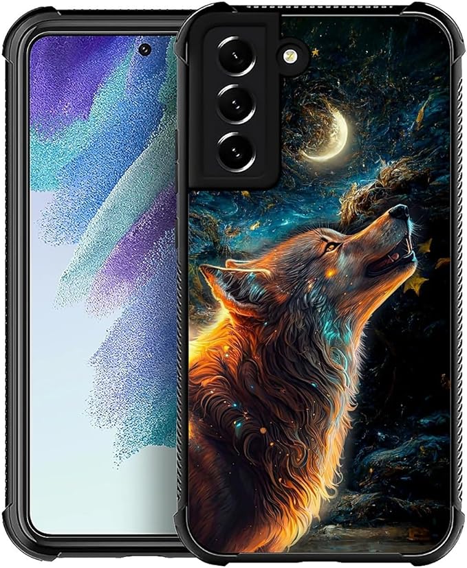 for Samsung Galaxy S21 Plus Case, Star Cave Hungry Wolf Pattern Graphic Design Girl Boy Soft Silicone Hard Acrylic Shock Protection for Samsung Galaxy S21 Plus