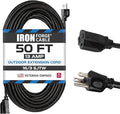 Iron Forge Cable Black Outdoor Extension Cord 50 ft, 16/3, 50 Foot Outdoor Extension Cord, 3 Prong, Weatherproof - Great for Outside Use