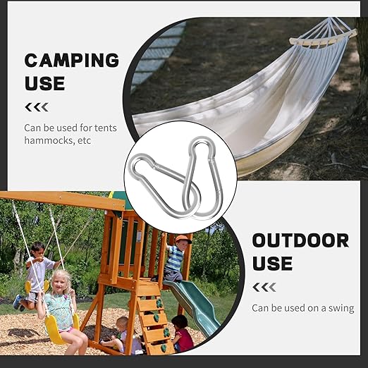 Carabiner, Heavy Duty Galvanized Steel Spring Snap Hook Carabiner Clips with 1350LBS Holding Capacity, Ideal for Outdoor, Hammock, Swing and Travel (M14 5.5Inch, 2PCS)