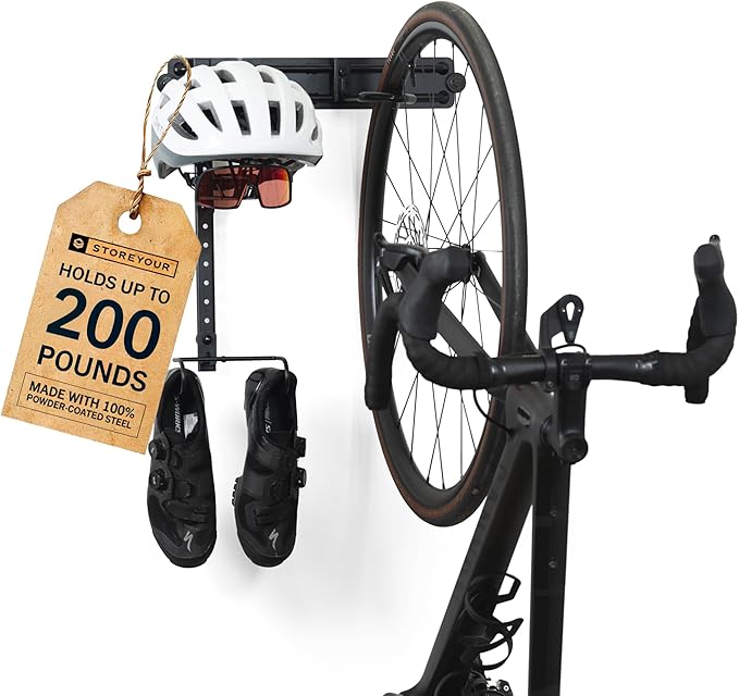 StoreYourBoard BLAT Bike Wall Mount - Bike Hanger for Garage, Space-Saving Vertical Bike Stand for Secure Bike Storage, Adjustable Wall Mounted - Fits Most Road, Mountain & Hybrid Bikes - Single
