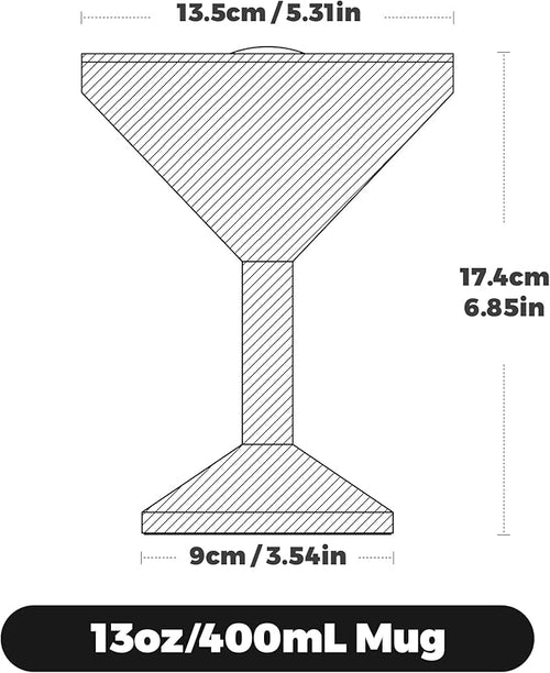13oz Stainless Steel Martini Glass - Insulated Margarita Tumbler with Lid,Double-layer insulation function for outdoor, picnic, poolside, beach and yard parties