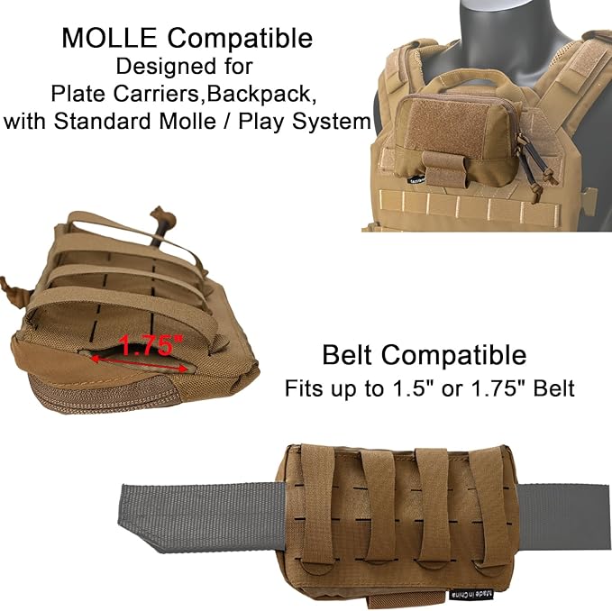 Tactical Molle Admin Pouch Chest Rig Small Molle Chest Pouch Utility MOLLE/Belt Pouch Tactical Vest Pouch Storage Organizer Panel for Tactical Vest 1.75'' Belt Molle Platform