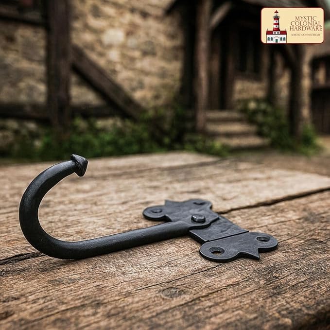 Mystic Colonial Hand-Forged Iron Wall Hooks – Set of 2 (4×5 in)
