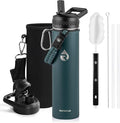 RAYMYLO Insulated Water Bottle 24oz, Triple Wall Vacuum Stainless Steel (Cold for 24Hrs, Hot for 12Hrs), Leak Proof & Non-BPA, 24oz Hydro Water Flask with Paracord Handle & Straw Spout Lids