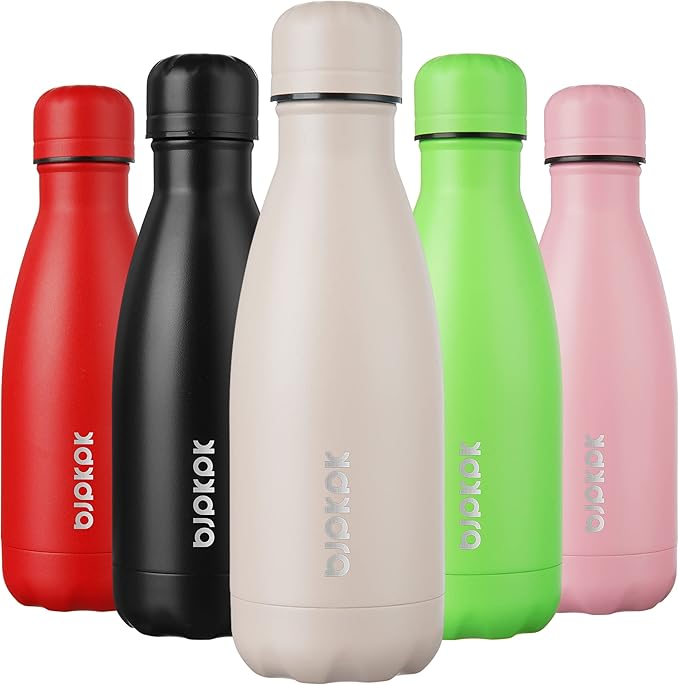 BJPKPK 12oz Small Water Bottle Stainless Steel Insulated Water Bottle for Travel,Apricot