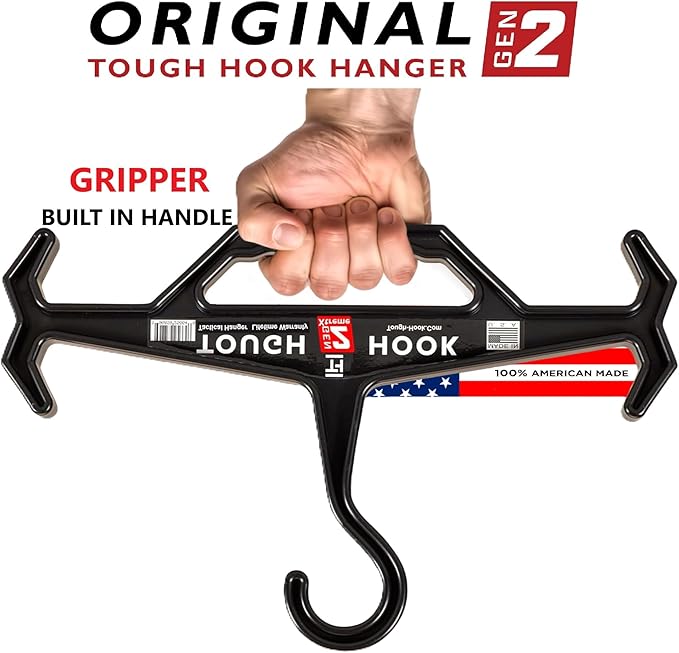 Tough Hook Original Heavy Duty Hangers – The Superhero of Hangers USA-Made, Anti-Slip ABS Resin Tactical Hanger for Police Gear, Scuba Gear & Dive BCD – DuraResin 200-lb Cap Wetsuit Hanger, 1 Blue