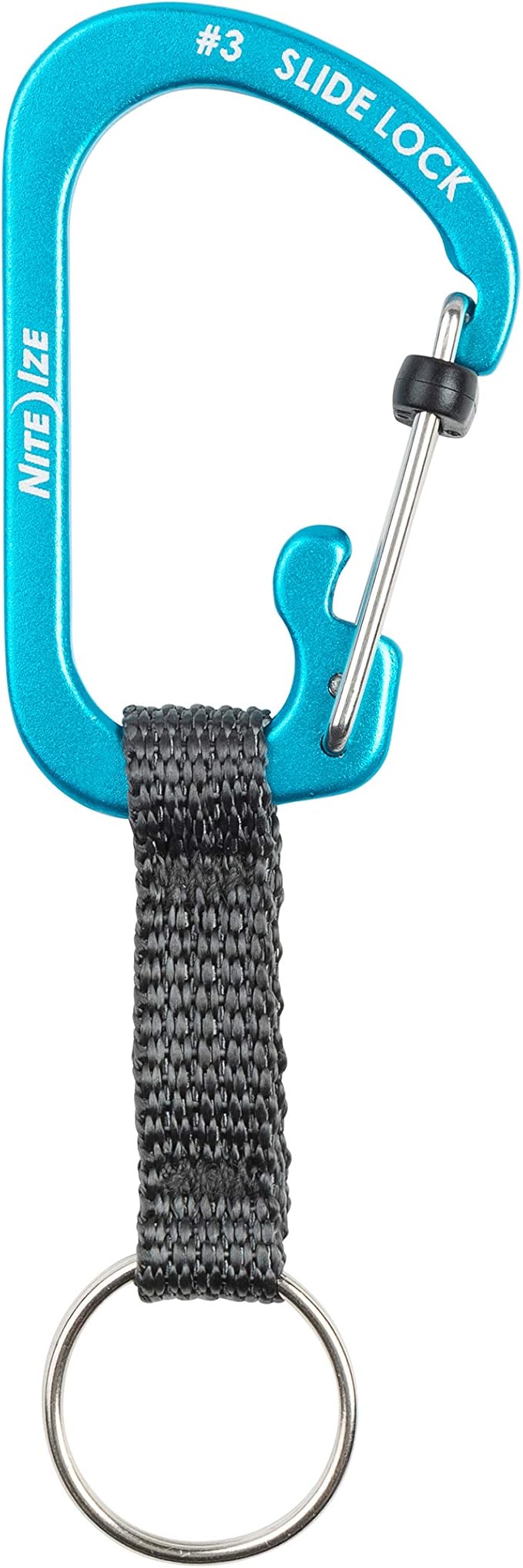 Nite Ize SlideLock Key Ring, Locking Carabiner Key Chain with Webbing, Orange