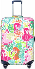 Bright Flamingo Tropical Leaf Elastic Luggage Cover, Suitcase Protector For Travel (Fits 22-24 Inch Luggage)