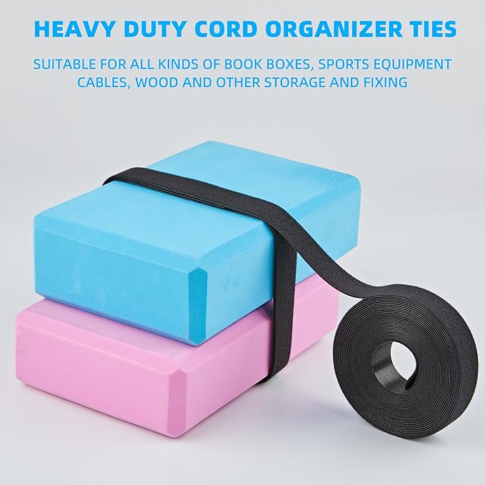 30 Ft x 1 inch Hook and Loop Roll, Reusable Fastening Cable Ties, Multi-Purpose Cable Management Wire Ties Cable Straps for Organizing Home, Office and Data Centers