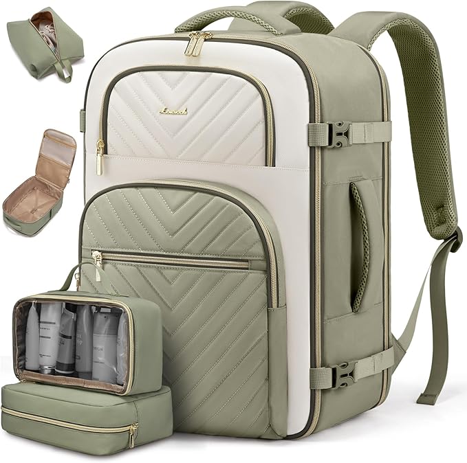 LOVEVOOK Travel Backpack Carry on Flight Approved 50L,Waterproof TSA Travel Essentials Personal Item Backpack for Women Men,Large Carry on Luggage Suitcase Travel Bag for Airplane with 3 Packing Cubes