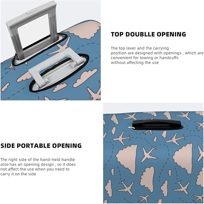 Airplane and Cloud Print Elastic Luggage Cover, Suitcase Protector For Travel (Fits 22-24 Inch Luggage)