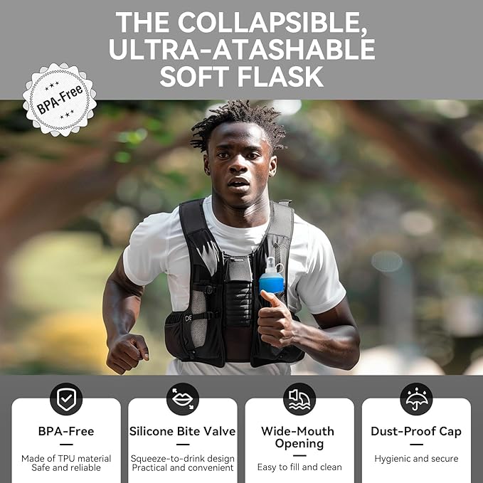 150ml Soft Flask Soft Water Bottle for Running, Hiking, Travelling, Cycling and Climbing - 2Pcs Blue - TPU Material - BPF-Free