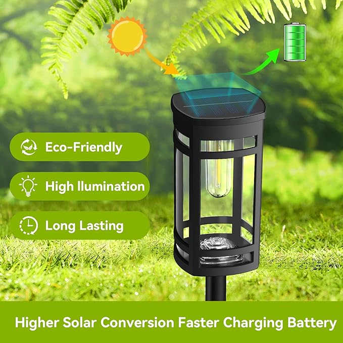 EXCMARK Solar Lights Outdoor Waterproof for Garden Pathway Walkway Driveway Yard Lawn Decorative Landscape Lighting. (Cool White Light, 2)