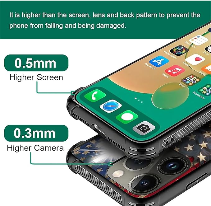 for iPhone 14 Pro Case, Red American Flag Horse Cross Pattern Graphic Design Girl Boy Soft Silicone Hard Acrylic Shock Protection for iPhone 14 Pro
