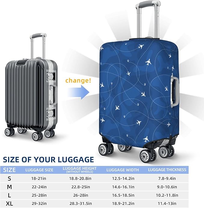 Travel Luggage Cover with Airplane & Route Pattern, Suitcase Protector For Travel (Fits 18-21 Inch Luggage)