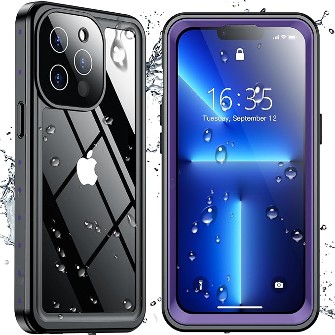 SPIDERCASE for iPhone 13 Pro Max Case Waterproof, Built-in Lens & Screen Protector, Full Heavy Duty Protection, 12FT Military Shockproof, Dustproof, Anti-Scratched Phone Case,Purple