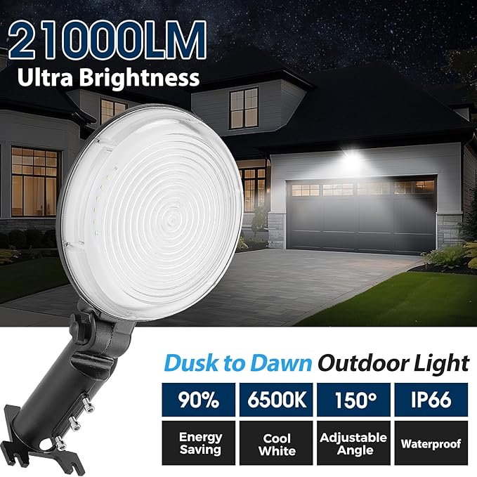 150W LED Barn Light, 4 Pack 21000LM Dusk to Dawn Outdoor Lighting, Yard Lights, 6500K Daylight, Outdoor Security Lighting, IP66 Waterproof Street Lights for Farmhouse, Garage Yard Warehouse