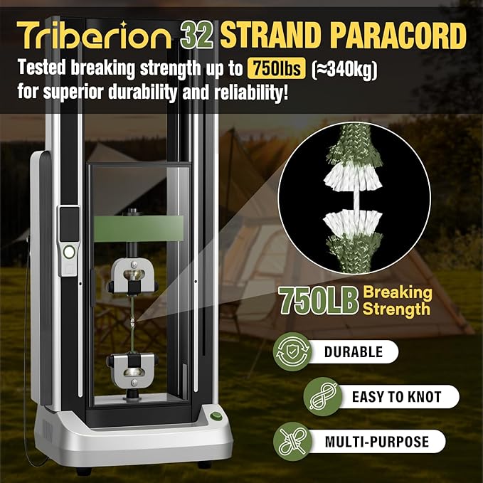 Paracord Rope 750 lb - 50ft 5/32" Parachute Cord 4MM 12-Strand para Cord - Heavy Duty Spool String for Survival,Camping Gear, Survival Bracelet, Clothesline - Army Green
