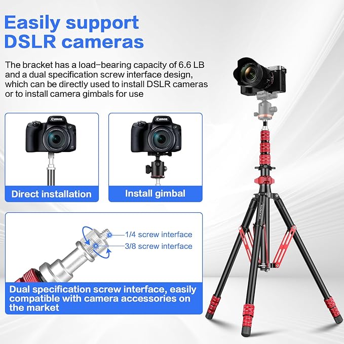FreeSea Light Stand with Storage Bag, 87.4 inch/2.22m Aluminium Photography Tripod for Reflectors, Softboxes, Flash, Strobe Lights, Umbrellas, Compact Lightweight Light Tripod