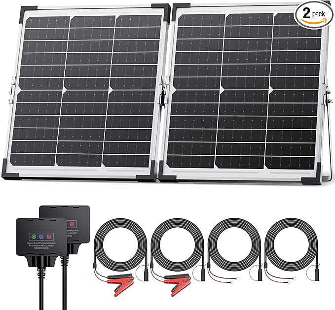 30W Smart Solar Battery Charger Maintainer, Callsun 2PCS 15W 12V Waterproof Solar Panel Trickle Charger for Car Battery, Motorcycle, Boat, Marine, RV, Dump Trailer, Tractor,Truck
