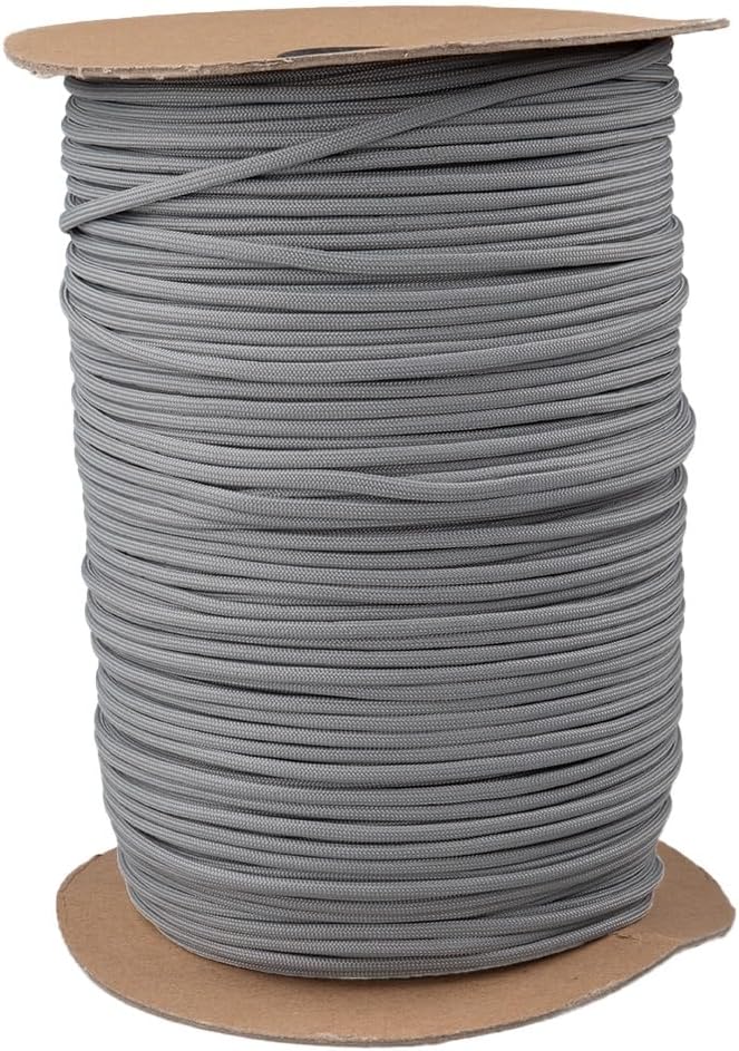 Paracord Planet Solid Color 550lb Paracord – 7 Strand Type III Nylon Cord for Indoor and Outdoor Tasks – Ash (1,000 ft)