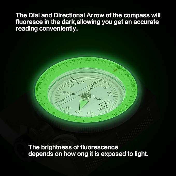 Military Lensatic Sighting Compass Survival with Carrying Bag, Compass for Hiking,Waterproof and Shakeproof, Army Green