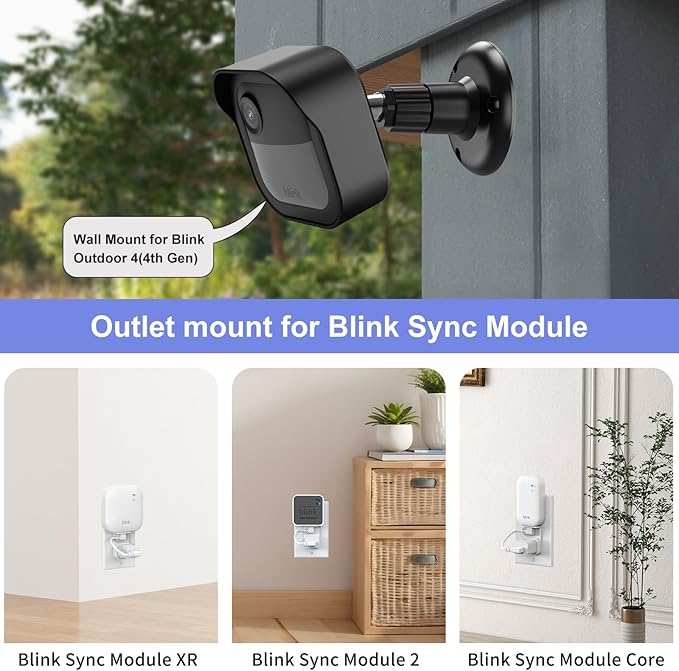 Wall Mount for Blink Outdoor 4th Gen and 3rd Gen, 4 Pack Weatherproof Protective Housing and 360 Degree Adjustable Mounting with Sync Module Mount (Blink Camera Not Included, White)