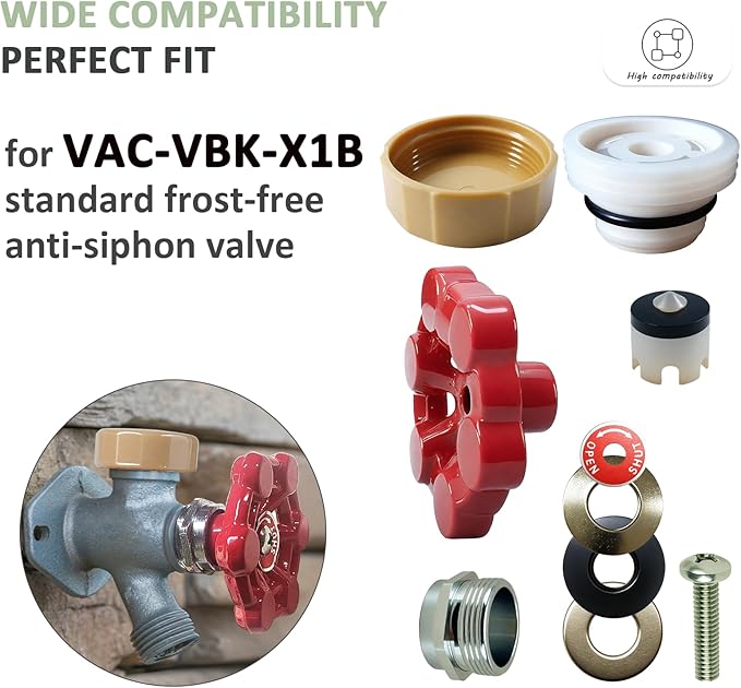 Outdoor Faucet Repair Kit,ASSE 1019-A Water Hose of Home Improvement,Anti-Siphon Frostproof Faucet Valve Hose Faucet Fitting Repair Kit for VACVBKX1B Vacuum Breaker,Metal Handle