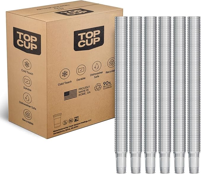 Top Cup – 12 Ounce, 450 Count, Reusable Aluminum Party Cups | Stealth Design | Cold-Holding, Recyclable, Made in USA