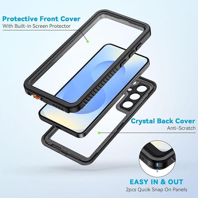 Lanhiem Magnetic for Samsung Galaxy S25 Phone Case, IP68 Waterproof Dustproof, Built-in Screen Protector, Rugged Full Body Shockproof Protective Cover for Galaxy S25 5G 6.2 Inch, Black