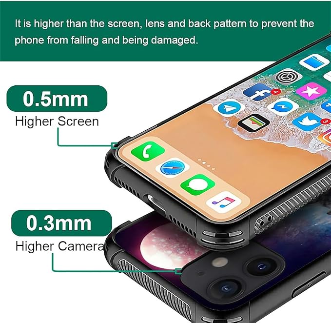 for iPhone 12/12 Pro Case, Star Two Wolfs Howling Pattern Graphic Design Girl Boy Soft Silicone Hard Acrylic Shock Protection for iPhone 12/12 Pro