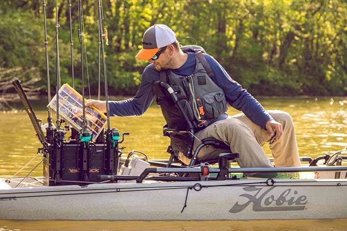 YakAttack BlackPak Pro 16" x 16" Kayak Fishing Crate with 6 Rod Holders - Black | Tackle Storage Box & Fishing Gear Organizer | Lightweight, Durable & Customizable Kayak Fishing Accessory
