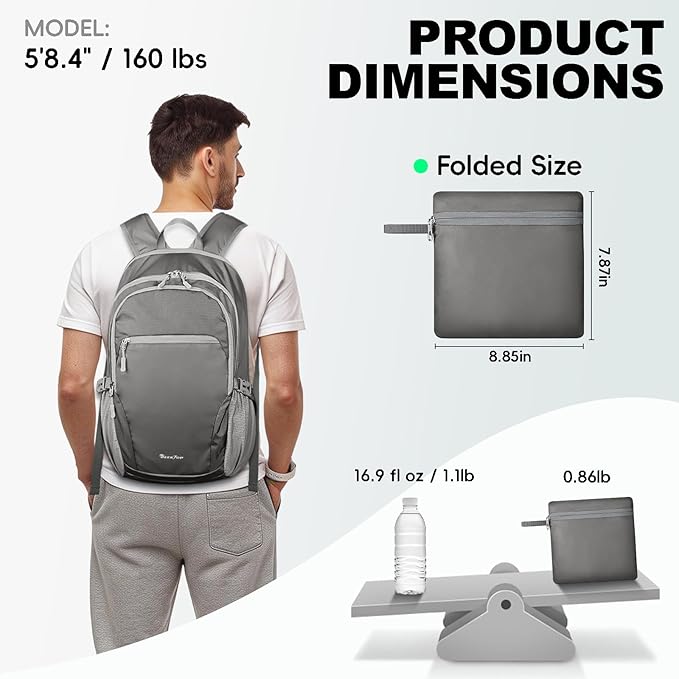 Seektop Lightweight Packable Hiking Backpack Waterproof Expandable 20L-28L for Women Men, RFID Day Pack for Travel & Camping