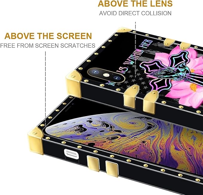 Compatible with iPhone XR Case, Praying Cross Hands Luxury Golden Decoration for Girl Women Soft TPU Shockproof Protective Hard PC Back for iPhone XR